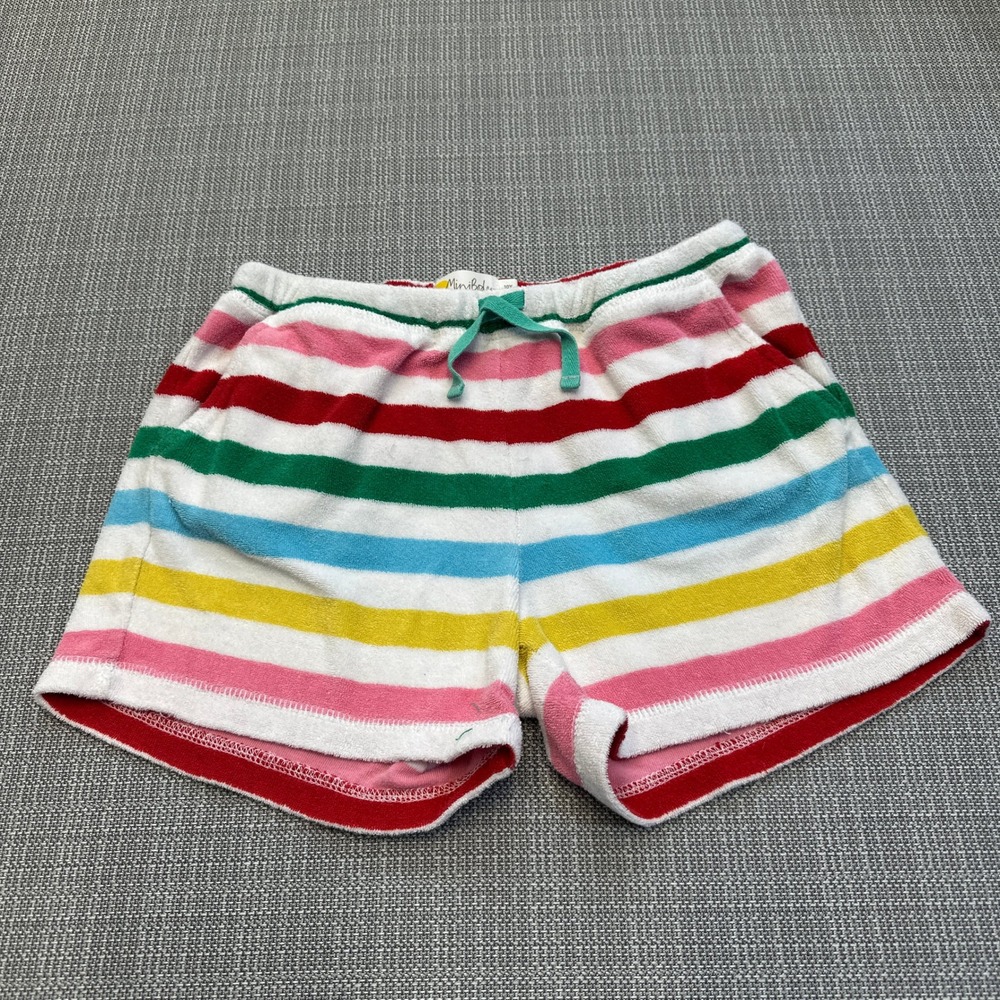 Mini Boden Kids Rainbow Striped Terry Cloth Shorts Multi-Color Size 10Y 140cm *